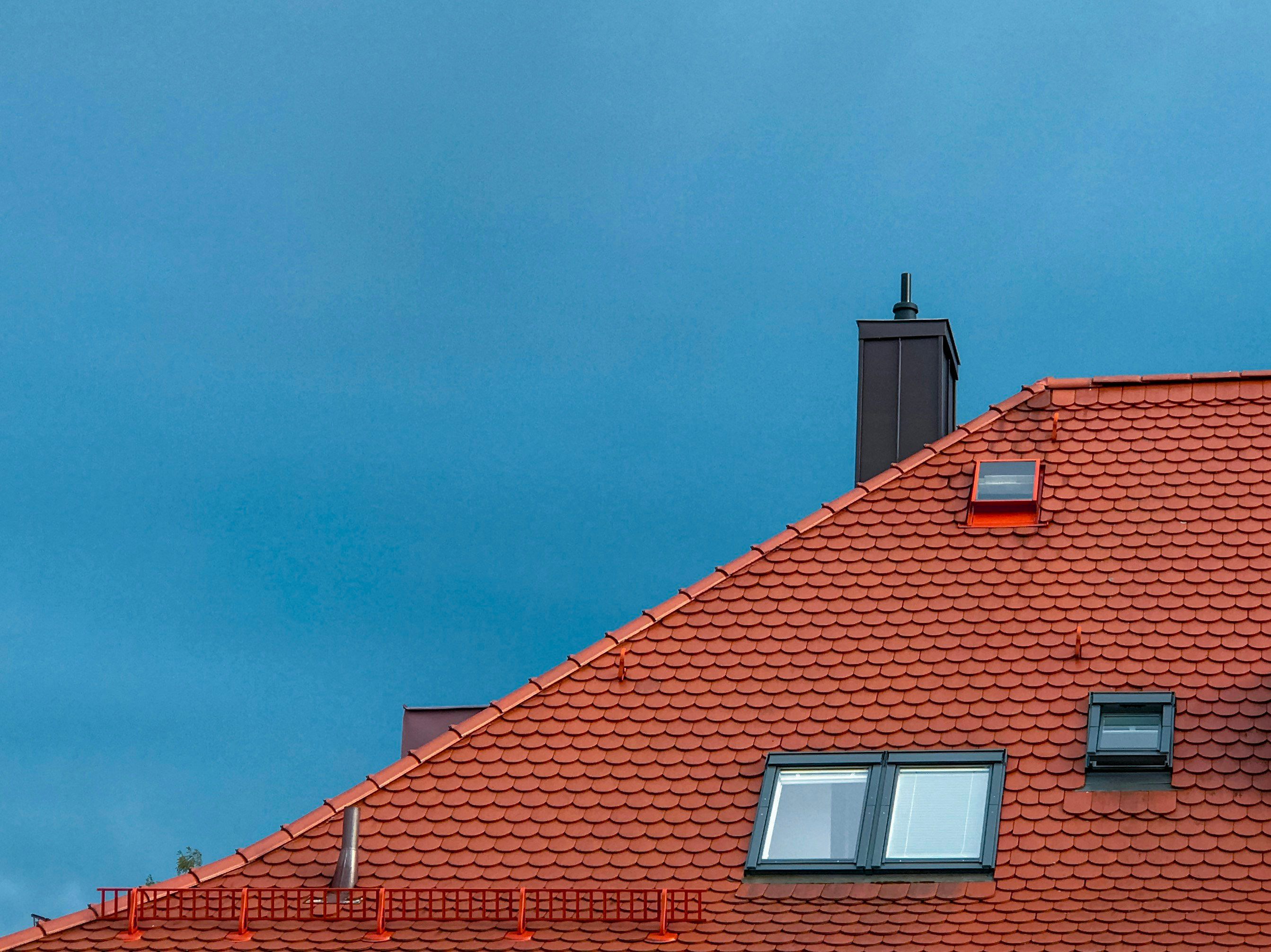 Asphalt shingle roof on a suburban house